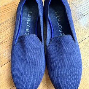 Rothy’s Navy Slip On Flats Size 8.5 Washable Knit Comfort Shoes EUC